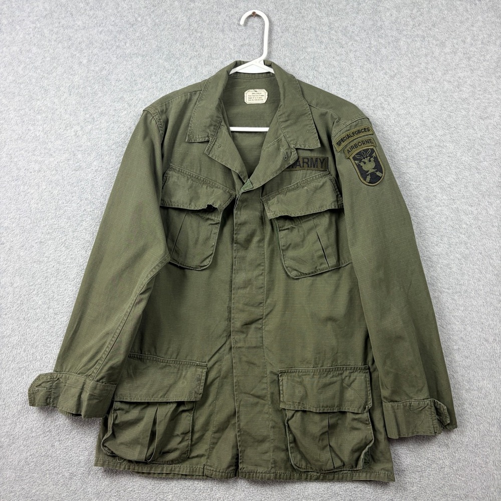 Vintage 1969 Vietnam Jungle Jacket Mens Small Green Ripstop OG 107 Slant Pocket